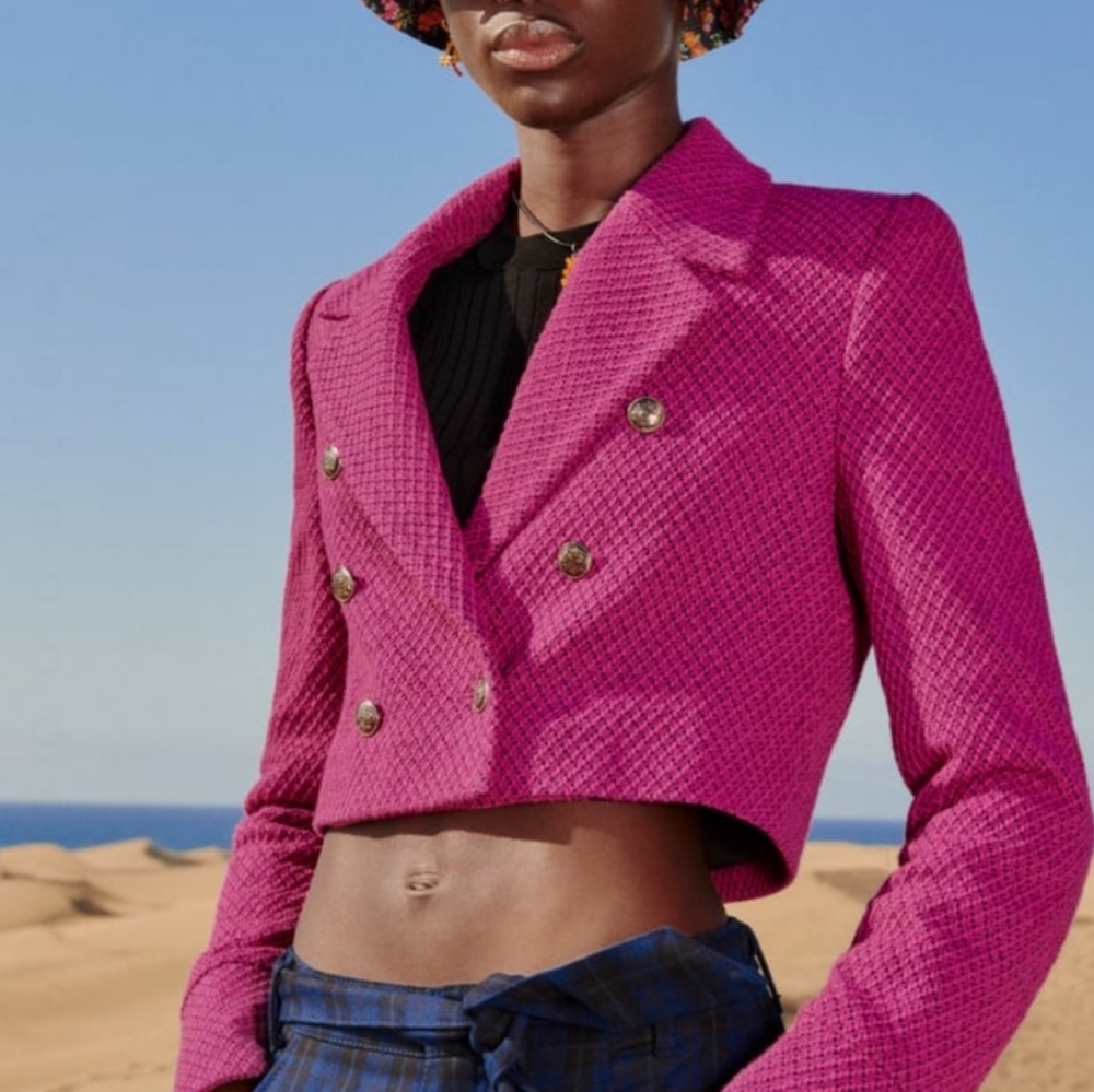 NWT Zara Textured Cropped Blazer